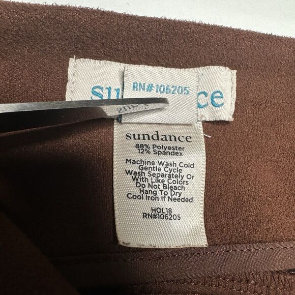 Sundance Pants Womens 8 Faux Suede Brown Legging Skinny Moto Zip Hem Academia - Picture 11 of 14